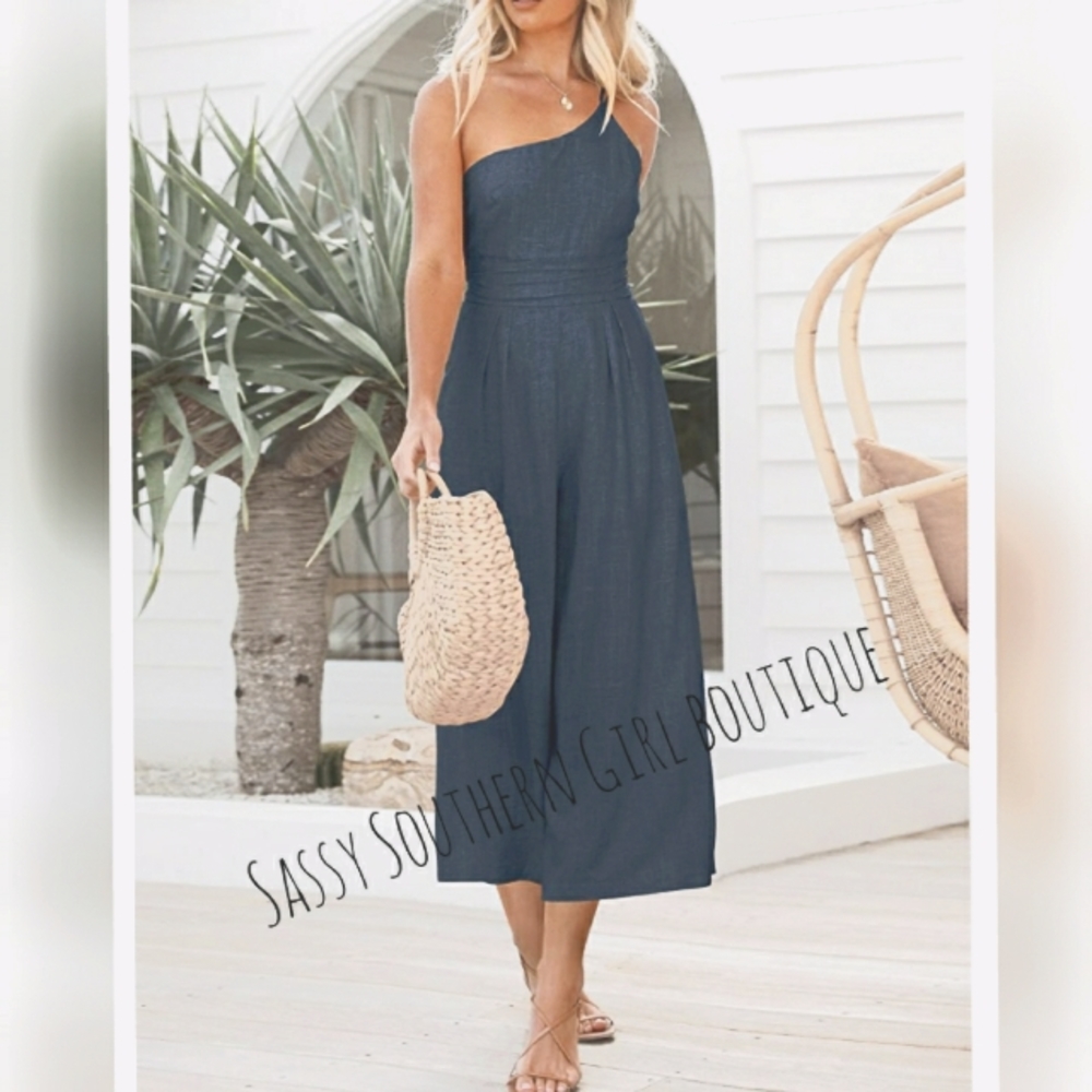 🆕⭐Grey blue wide leg jumpsuit - Picture 7 of 10